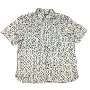 Age of Wisdom Short Sleeve Button Front Modal Shirt Cocktail Drink Pattern NEW!